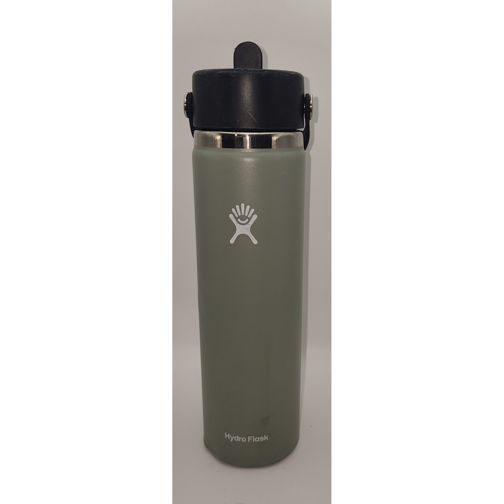 Hydro Flask 24 oz Wide Mouth Water Bottle Gray Insulated Flex Straw Lid